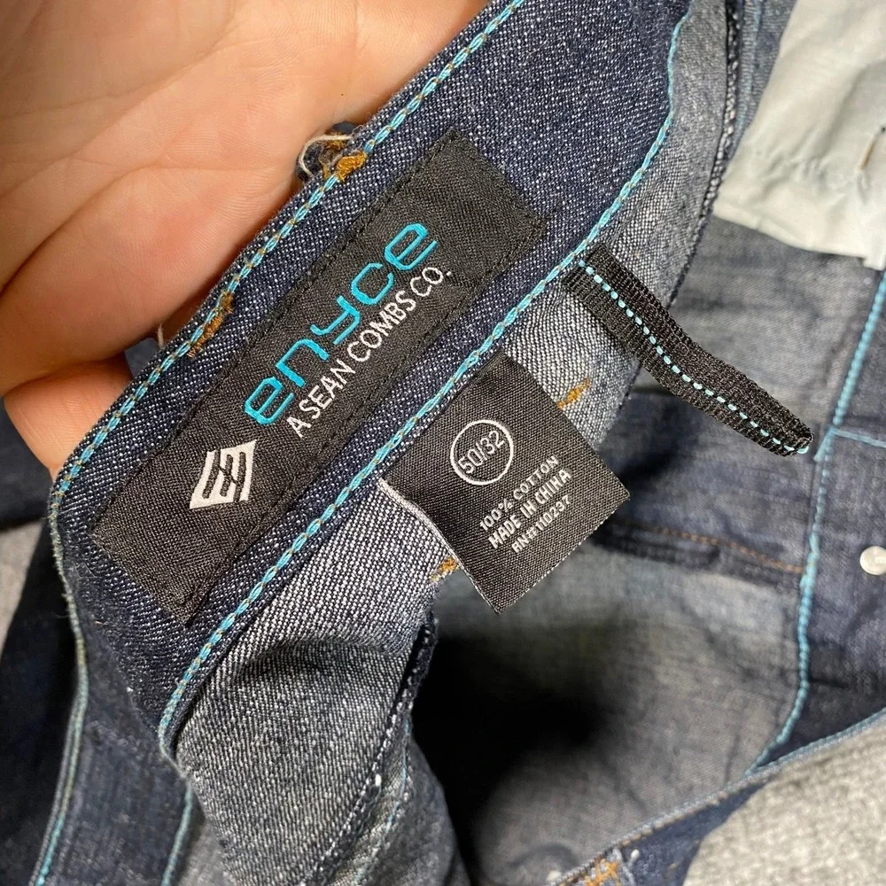 Enyce‎ Sean Combs Co Mens 50x32 Dark Wash Baggy Denim Jeans Relaxed Streetwear